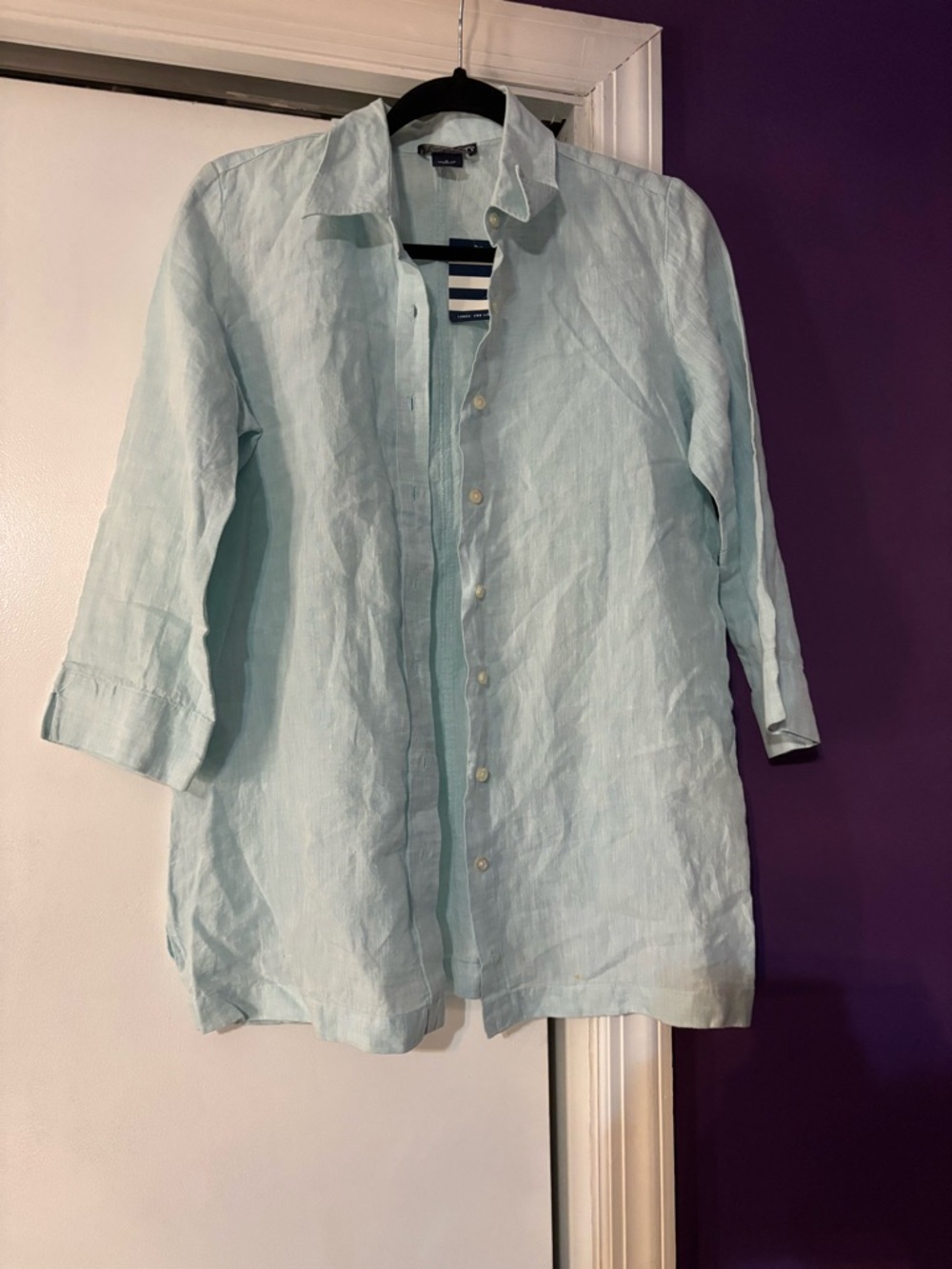 Vintage NWT Lands' End Mint Green Linen Shirt